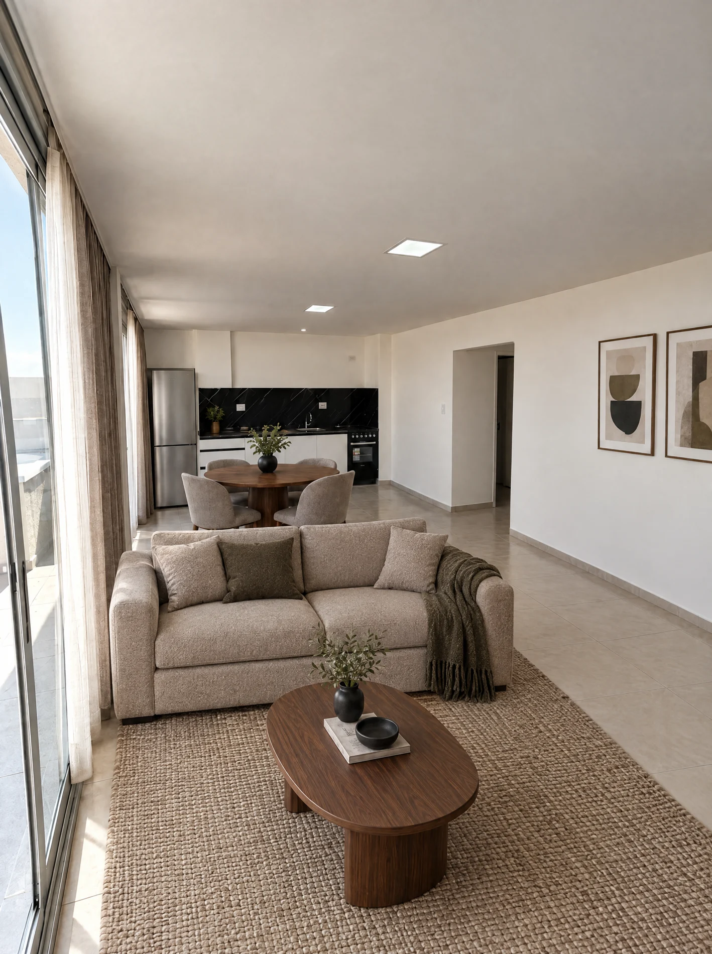Living y cocina integrada de Centra