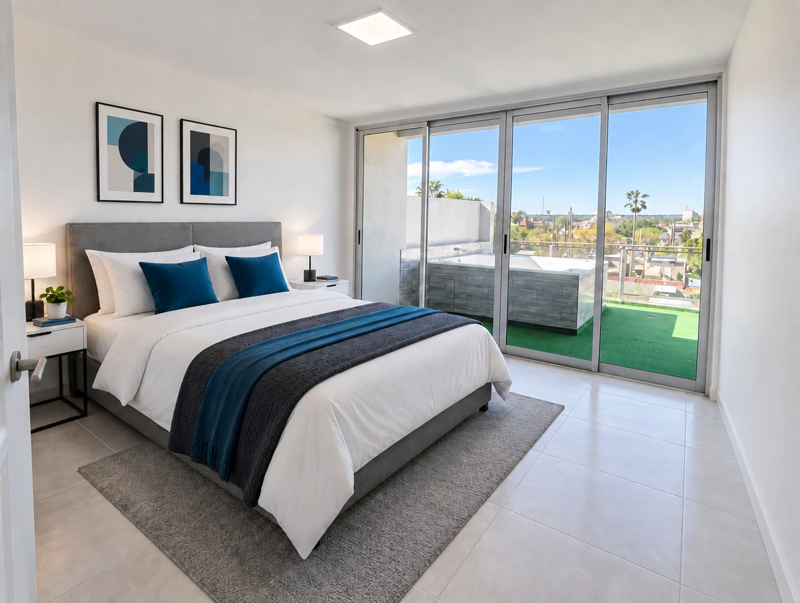 Dormitorio principal con salida a la terraza y jacuzzi