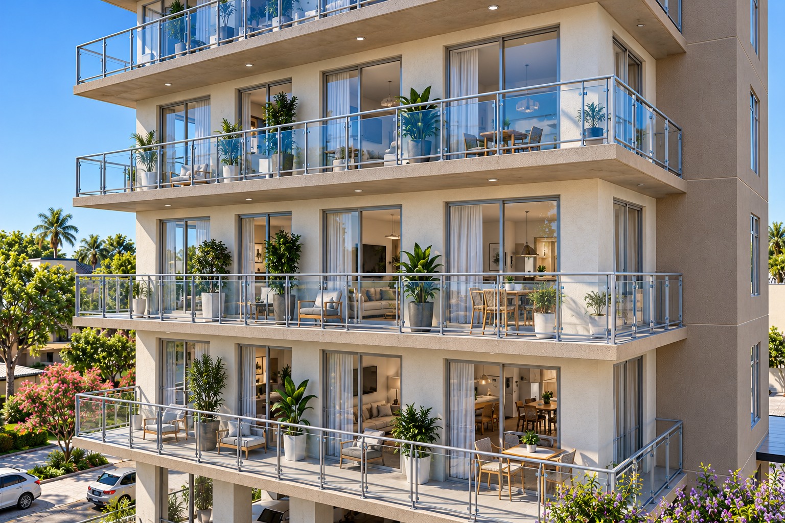 Detalle de los balcones de Riverside